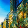 Midtown Glow by Simon Wright, original painting, detail
