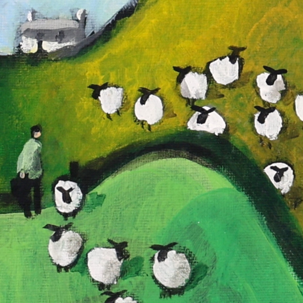 Two Tribes by David Alderman, original painting, detail