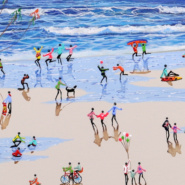 Beach Day Stories by Paola Cassais, original painting, detail