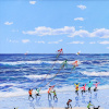 Beach Day Stories by Paola Cassais, original painting, detail