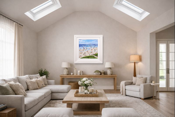 Seaside Whispers by Paola Cassais, original painting, in room