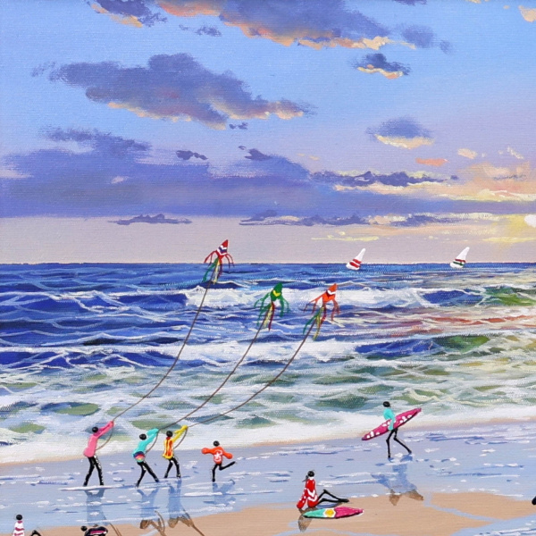 Sun, Sand & Company by Paola Cassais, original painting, detail