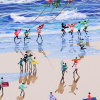 Sunlit Shores by Paola Cassais, original painting, detail