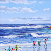 Sunlit Shores by Paola Cassais, original painting, detail