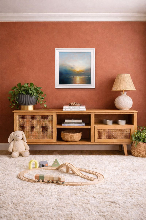 Let’s Head Home by Ben Payne, original painting, in room