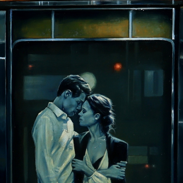 Checking In by Ben Payne, original painting, detail