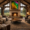 Halcyon Light Storm by Ana Ortiz, original painting, in room