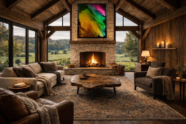 Halcyon Light Storm by Ana Ortiz, original painting, in room