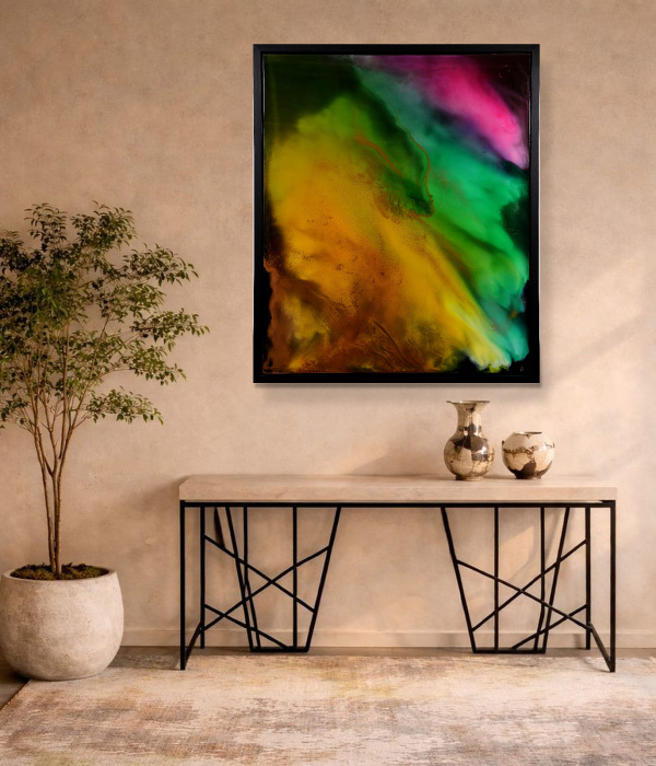 Halcyon Light Storm by Ana Ortiz, original painting, in room