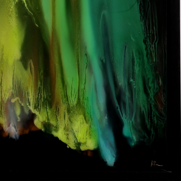 Green Aurora by Ana Ortiz, original painting, detail