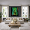 Green Aurora by Ana Ortiz, original painting, in room