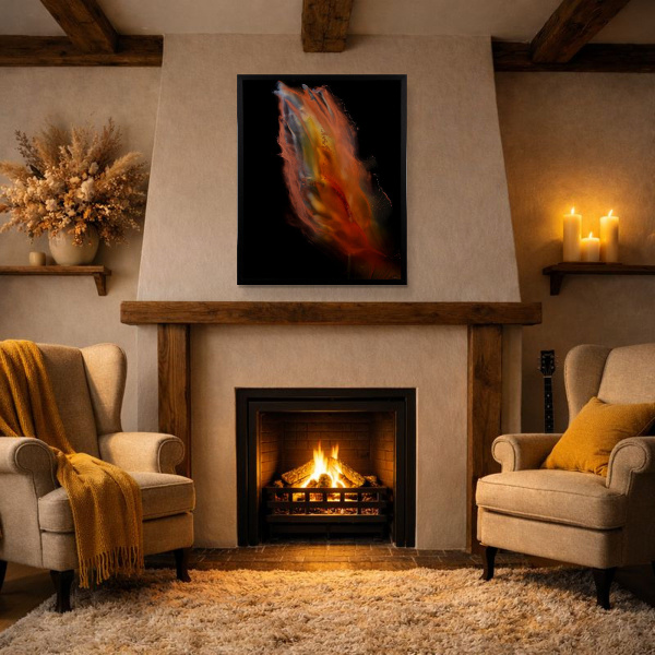 Lava Fall by Ana Ortiz, original painting, in room