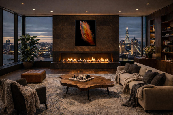 Lava Fall by Ana Ortiz, original painting, in room