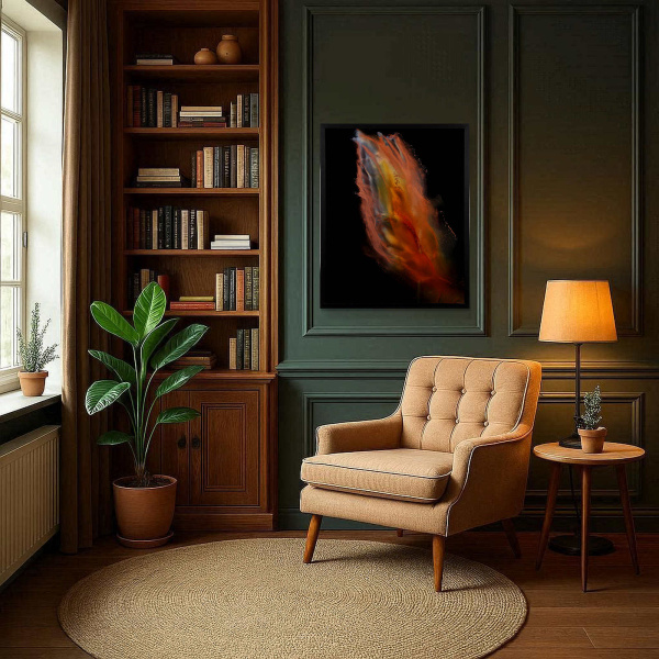 Lava Fall by Ana Ortiz, original painting, in room