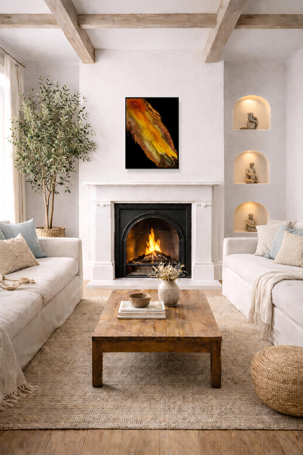 Solar Flare by Ana Ortiz, original painting, in room