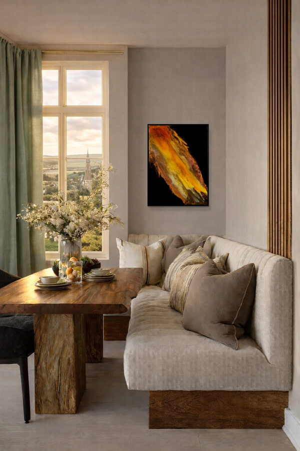 Solar Flare by Ana Ortiz, original painting, in room
