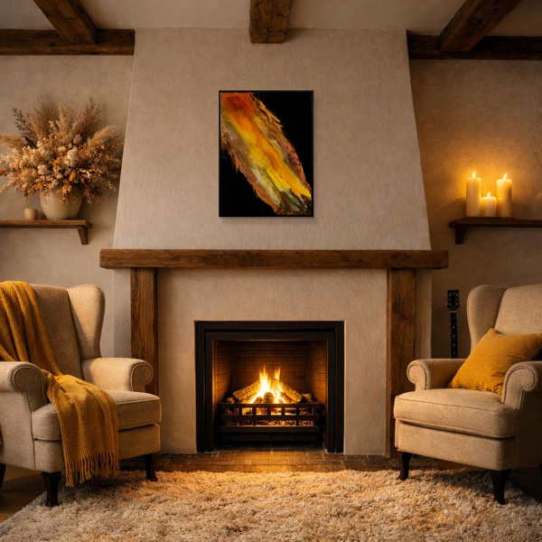 Solar Flare by Ana Ortiz, original painting, in room