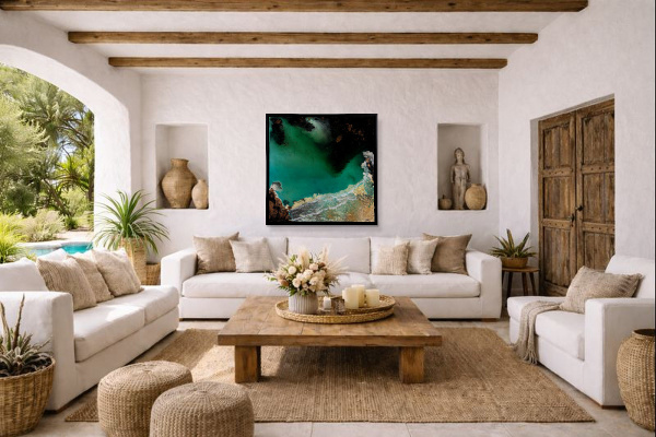 Praia De Lagos by Ana Ortiz, original painting, in room