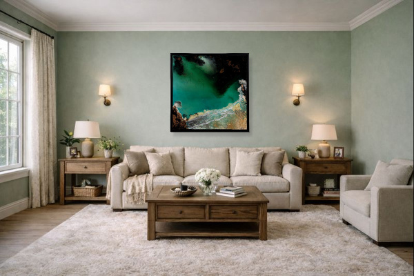 Praia De Lagos by Ana Ortiz, original painting, in room