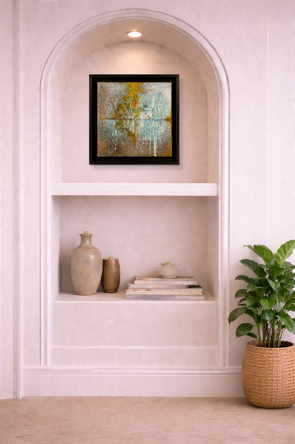 Lucent by Hiroko Lewis, original painting, in room
