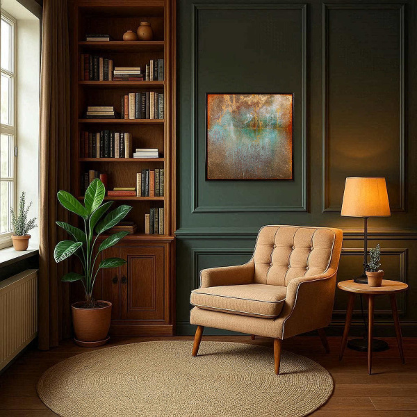 Anuradhapura III by Hiroko Lewis, original painting, in room