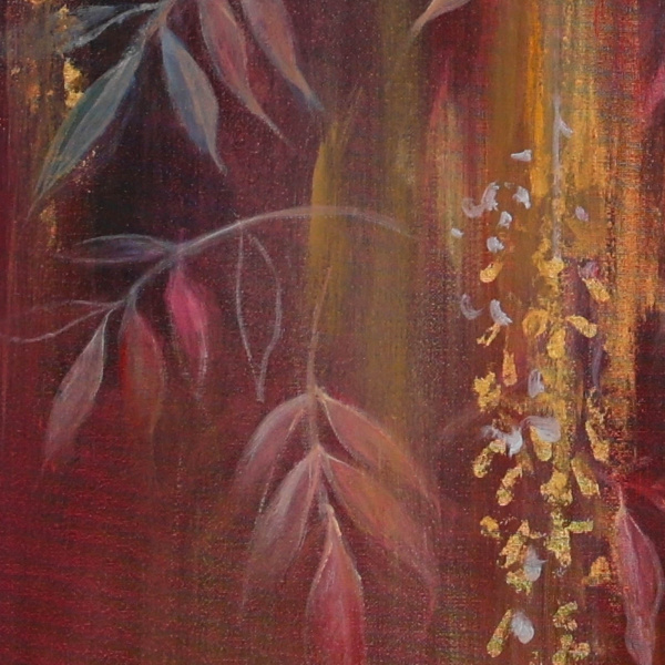 Night Wisteria IV (Diptych) by Hiroko Lewis, original painting, detail