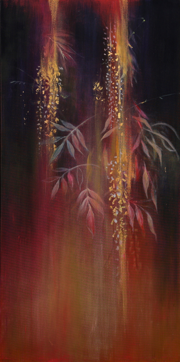 Night Wisteria IV (Diptych) by Hiroko Lewis, original painting