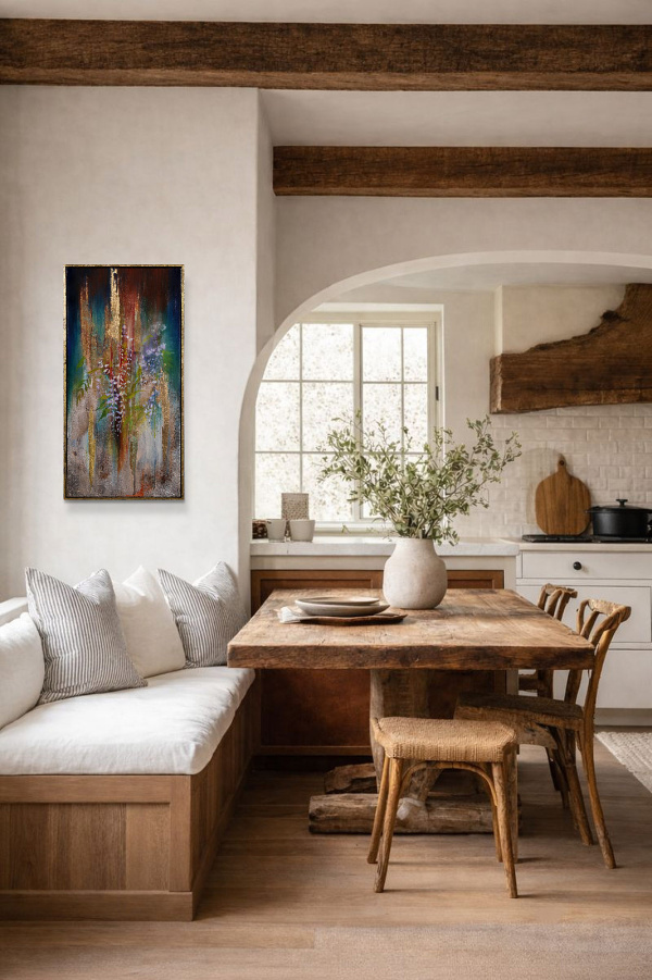Night Wisteria VI by Hiroko Lewis, original painting, in room