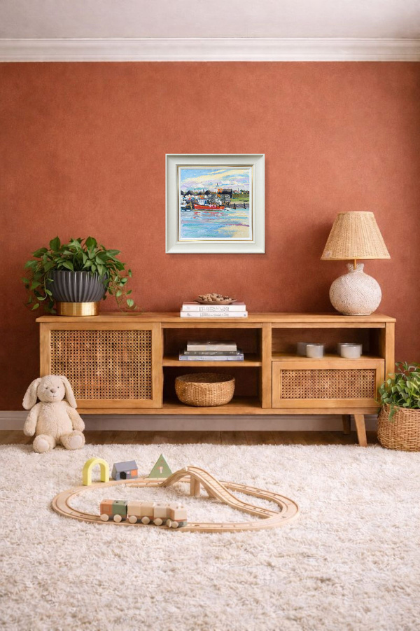 Awaiting the Tide, Walberswick by John Lawrence, original painting, in room