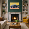 Supercharged Blower Bentley by John Lawrence, original painting, in room