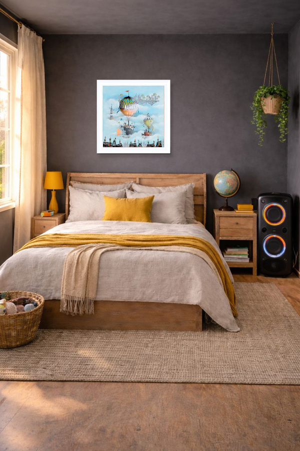 Around the World in 80 Days by Gary Walton, limited edition print, in room