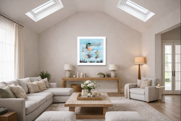 Around the World in 80 Days by Gary Walton, limited edition print, in room