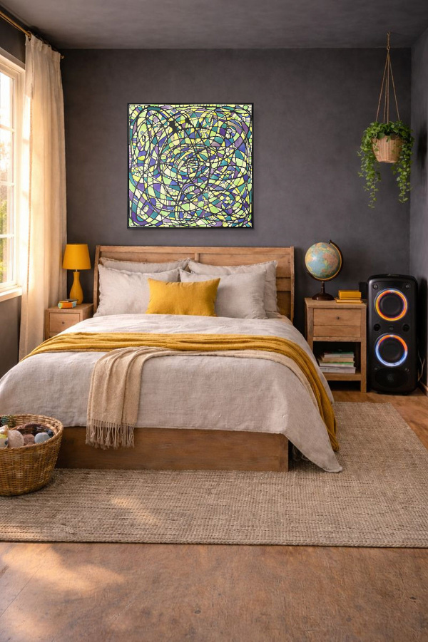 The Forest by Ilenia Rosati, original painting, in room