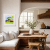 Higgledy-piggledy Boats, Aldeburgh by John Lawrence, original painting, in room