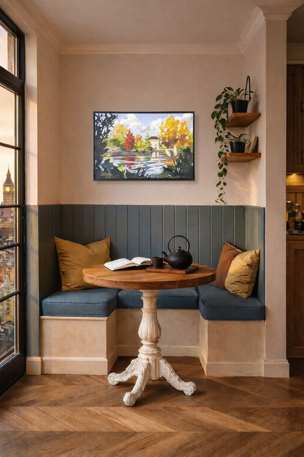 Pump House, Battersea Park by Carla Bosch, original painting, in room