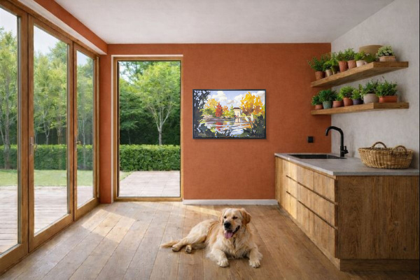 Pump House, Battersea Park by Carla Bosch, original painting, in room
