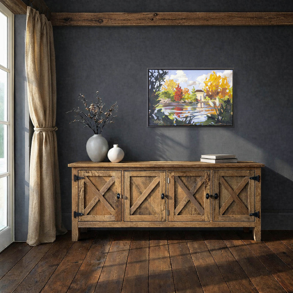 Pump House, Battersea Park by Carla Bosch, original painting, in room