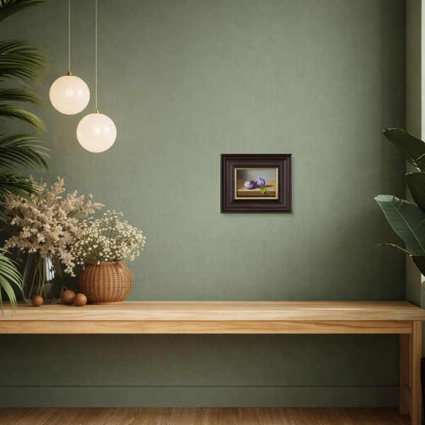 Plums by Zoltan Preiner, original painting, in room