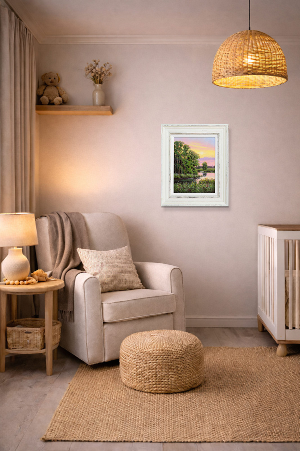 Lakeside Ambles by Terence Grundy, original painting, in room
