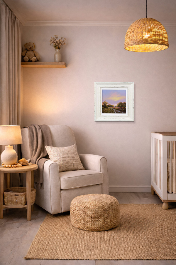 Sunset Lane by Terence Grundy, original painting, in room