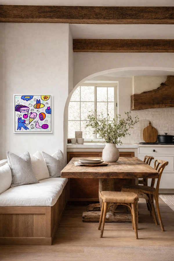 Zero Gravity III by Kev Munday, original painting, in room