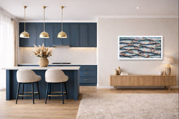 Atlantic Herring (Original) by Giles Ward, original painting, in room