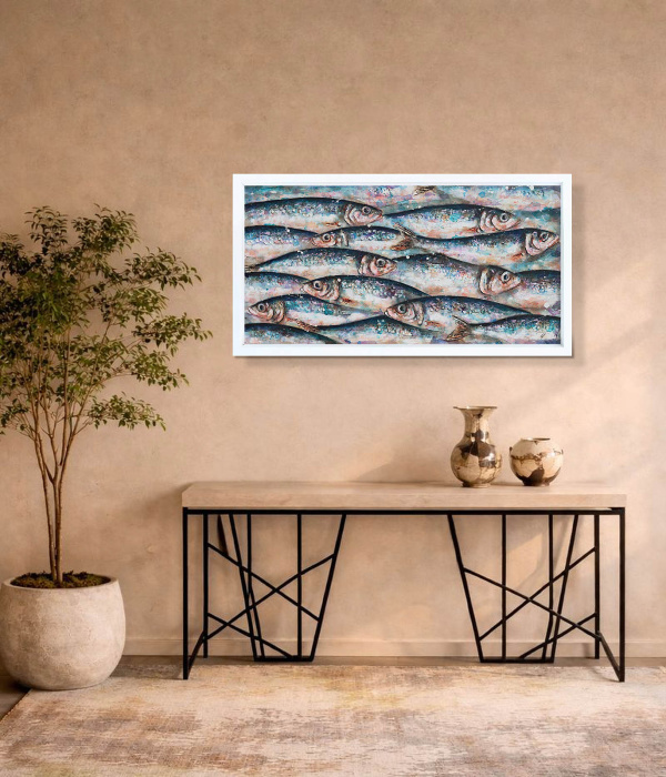 Atlantic Herring (Original) by Giles Ward, original painting, in room