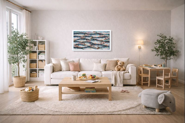 Atlantic Herring (Original) by Giles Ward, original painting, in room