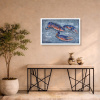 Large Blue Lobster (Original) by Giles Ward, original painting, in room