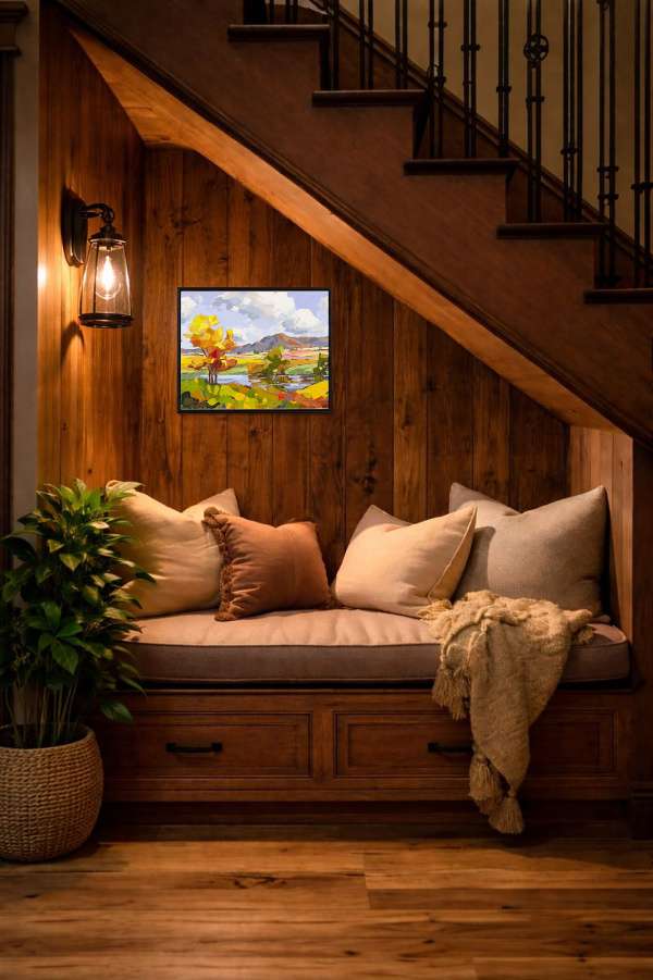 Mountain Harmony by Carla Bosch, original painting, in room