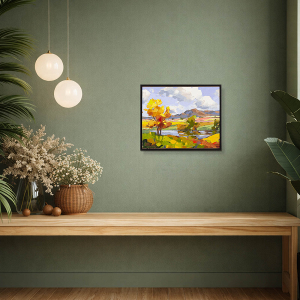 Mountain Harmony by Carla Bosch, original painting, in room