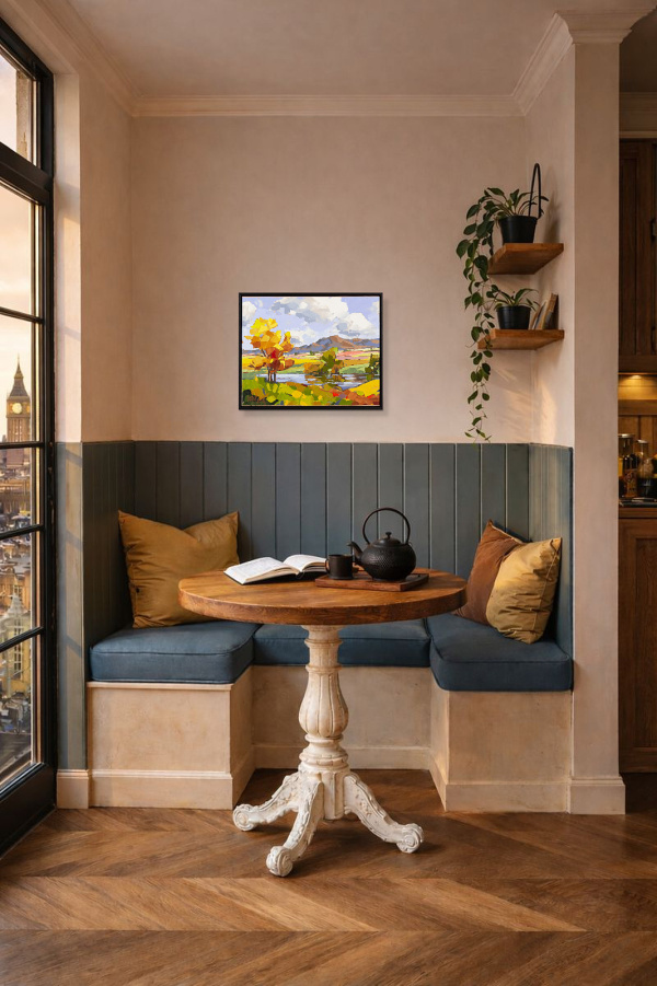 Mountain Harmony by Carla Bosch, original painting, in room