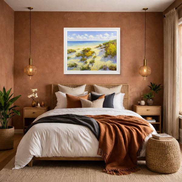 Down to the Beach by Gerhard Nesvadba, original painting, in room