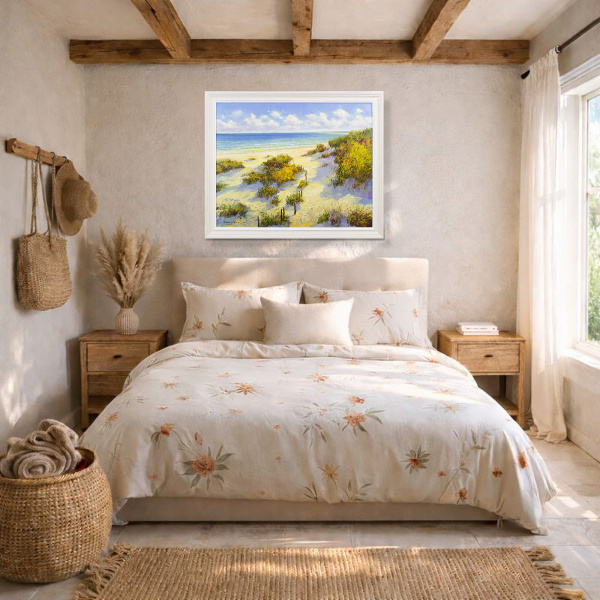 Down to the Beach by Gerhard Nesvadba, original painting, in room